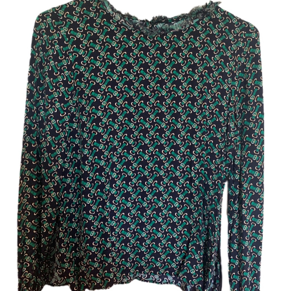 zara patterned long sleeve blouse